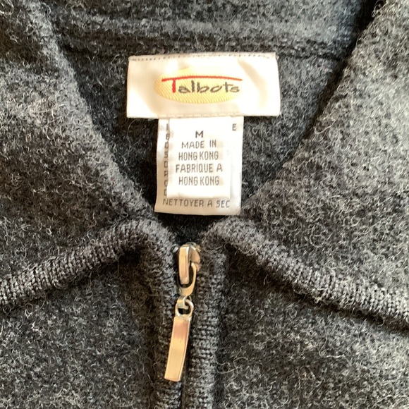 TALBOTS | Snowman Holiday Zippered Cardigan, Charcoal Grey w/ Appliqués | Sz M - Picture 11 of 12